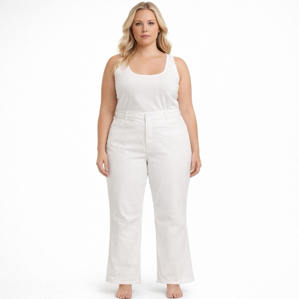 Good American‎ Good Legs Crop Mini Boot White Plus Size 30 New With Tag Flawed